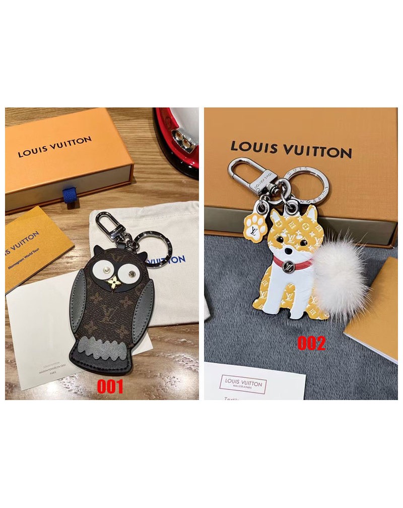 ルイビトン キーホルダー可愛い動物フクロウ/柴犬付きキーリングバッグのアクセサリー
