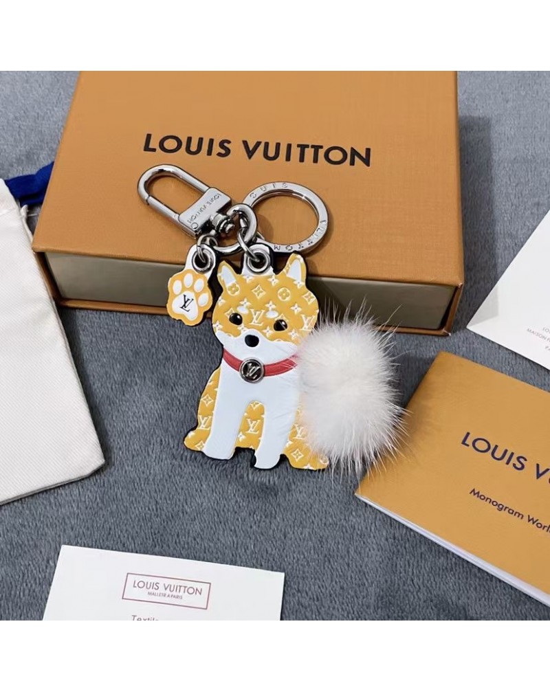 ルイビトン キーホルダー可愛い動物フクロウ/柴犬付きキーリングバッグのアクセサリー