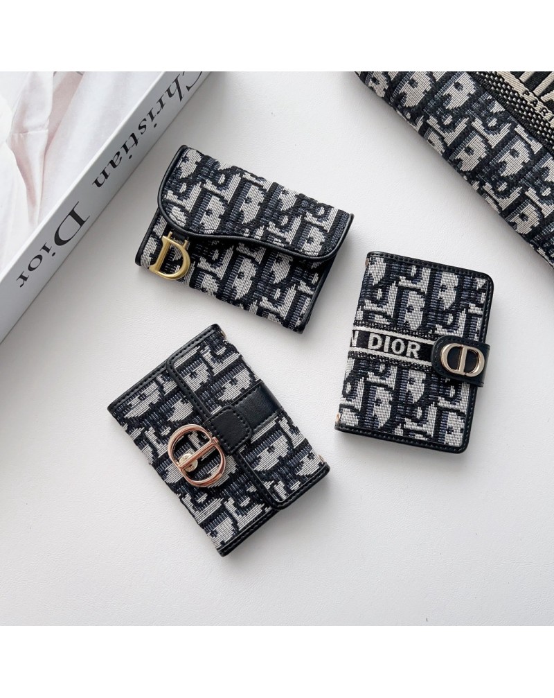 ディオールカードケース三つ折りカード収納ケース精緻刺繍携帯便利名刺収納ケース