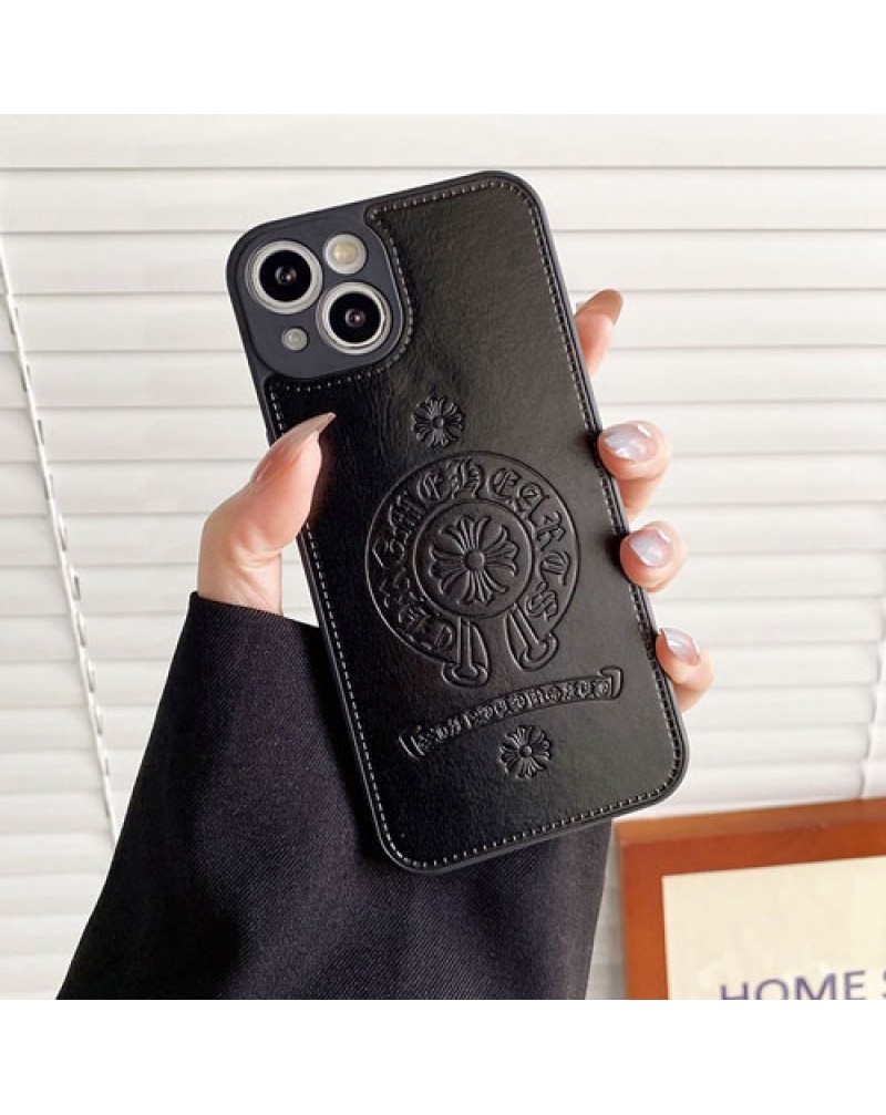 Chrome Hearts iphone 14/14 pro max/14plusケース iphone13/13 pro max/12/12 pro/11/11pro/SE2/xs/xrケースクロムハーツ アイフォン8/7 プラスケース ブランド 革製 iphone 6s/9カバー 独特 十字架ロゴ