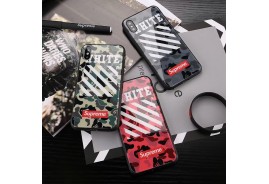 Supreme x whiteコラボ iphone xケース ブランドアイフォン 8/7 plusケース ガラス表面