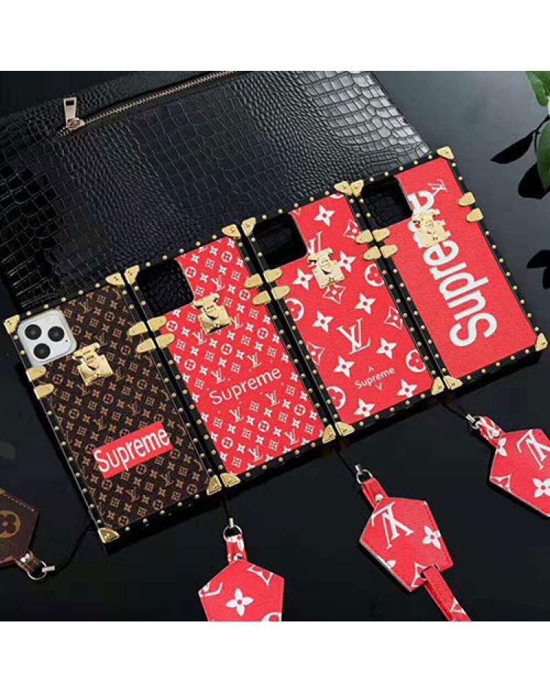 シュプリーム x ヴィトン コラボiphone 15 pro/14 pro/14 plus/14 pro maxケースアイフォン13 pro//12 pro/11/11pro max/SE2ケース ブランド 潮流Galaxy S24/S23/S22/s21/note20 UltraケースTPU製ストラップ付き 男女兼用