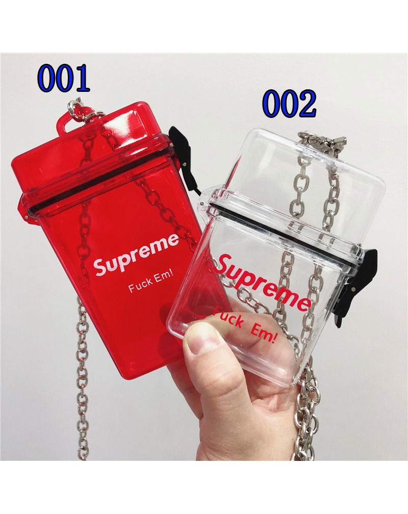 シュプリーム 収納ボックス 透明 防水 個性 supreme コインパース チェーン付き