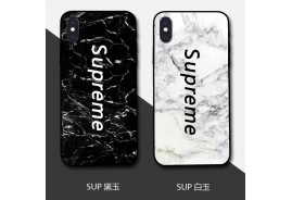 大理石紋ブランドiphone x plusケース シュプリーム iphone 9/11/8 plusケース ガラス表面Galaxy s9/s8 plusカバー 