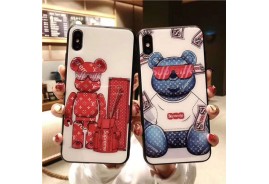 可愛いくま付きiphone xr/xs maxケース supreme x ヴィドンコラボ iphone x/8plusケース