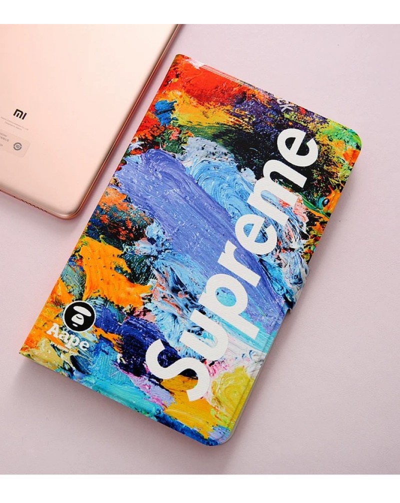  シュプリーム xAape iPad pro 11インチケース個性ブランド supreme xエーエイプコラボ ipad pro11カバー保護性 迷彩 落書き豚ペーチピンクヒョウ付き
