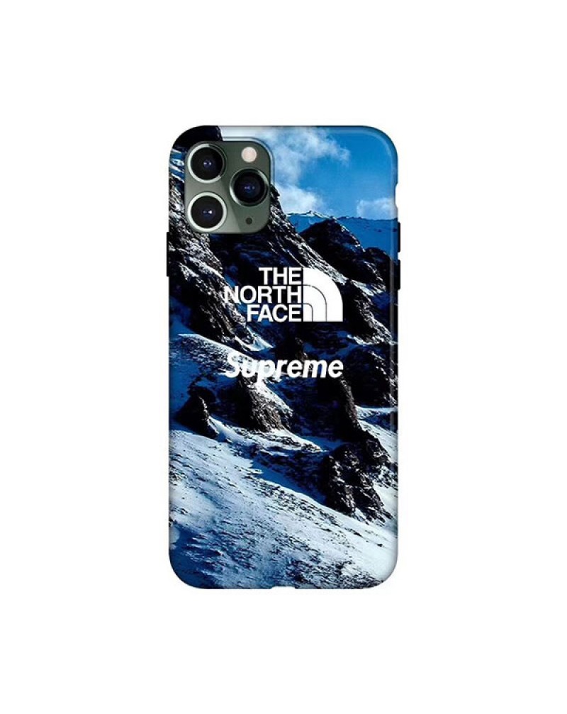 Supreme x THE NORTH FACE コラボ iphone13/13 pro/12/12 pro/11/11pro max/SE2ケース 雪山 シュプリーム iphone xr/xs maxケースノースフェイス iphone x/10ケース 人気ファッション アイフォン 8/7 plusケースペアお揃い