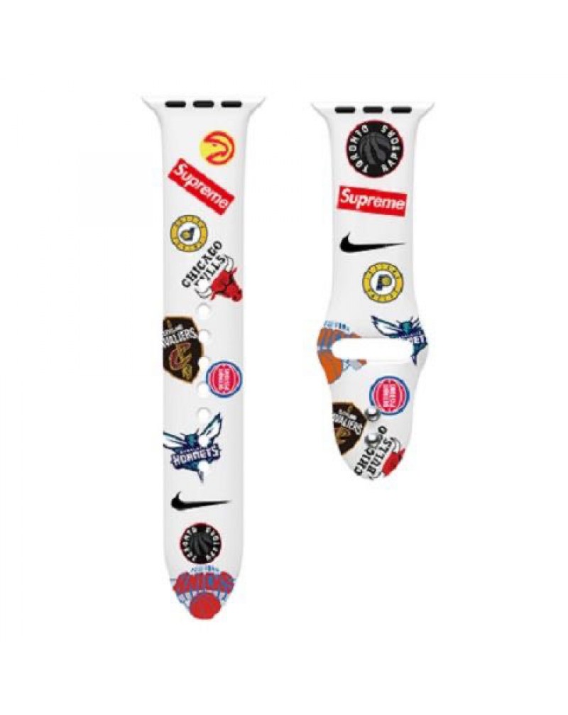 supreme x NIKEコラボアップルウォッチ10 9バンド潮流個性シュプリームナイキ Apple watch8 SE2ベルトシリコン製 iwatch 7/SE/6/1/2/3/4/5世代