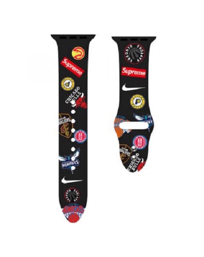 supreme x NIKEコラボアップルウォッチ10 9バンド潮流個性シュプリームナイキ Apple watch8 SE2ベルトシリコン製 iwatch 7/SE/6/1/2/3/4/5世代