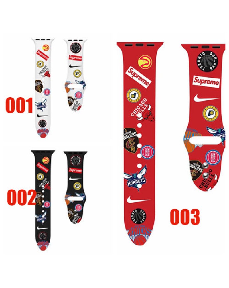 supreme x NIKEコラボアップルウォッチ10 9バンド潮流個性シュプリームナイキ Apple watch8 SE2ベルトシリコン製 iwatch 7/SE/6/1/2/3/4/5世代