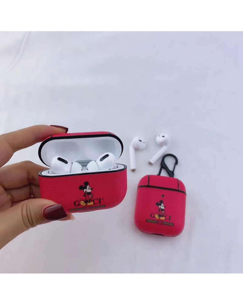 グッチ Airpods proケースブランド gucci Airpods 2/1世代ケース可愛いミッキー付きエアーポッズプロケース紛失防止 携帯便利 耐衝撃 激安人気