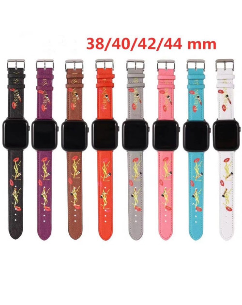サンローラン apple watch 10 9 8 SE2 ultra 7 SE 6バンド ブランドアップルウォッチバンド 女性人気ysl宛時計ベルト お洒落 高級 レザー製apple watch 5/4/3/2ベルト