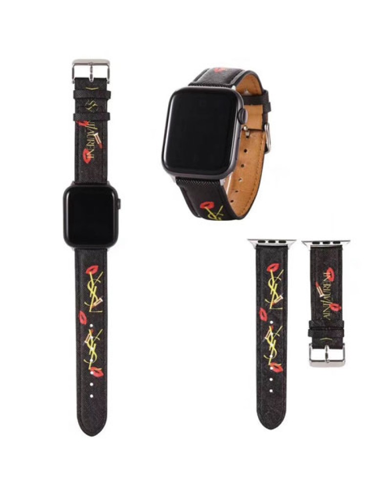 サンローラン apple watch9 8 SE2 ultra 7 SE 6バンド ブランドアップルウォッチバンド 女性人気ysl宛時計ベルト お洒落 高級 レザー製apple watch 5/4/3/2ベルト