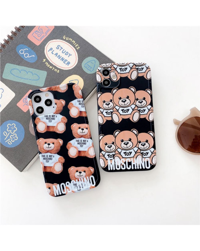 moschino モスキーノ iphone12/12 pro max/12 miniケースブランド iphone11/11 pro max/se2ケース可愛いクマ付き iphone xr/xs max/x/8/7 plusケース男女兼用 ジャケットお洒落