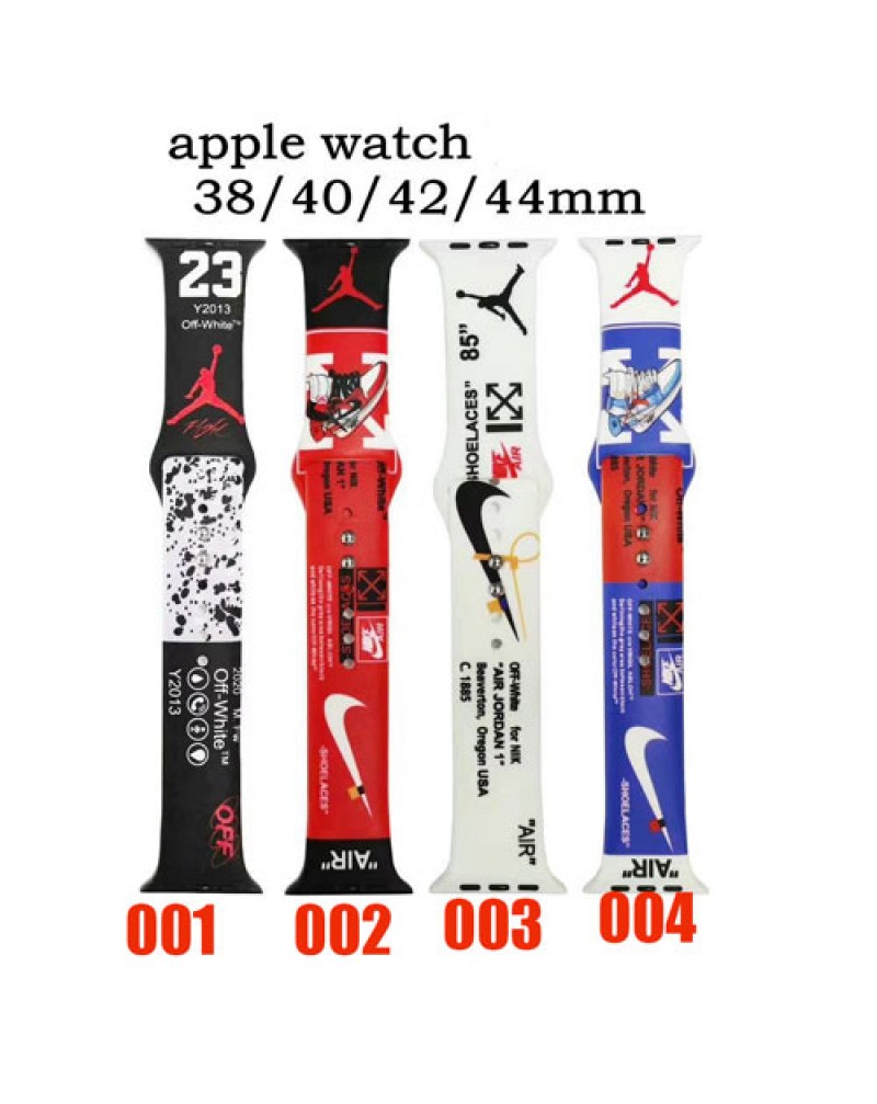 ジョーダンナイキオーフホワイト アップルウォッチ9 ultra2バンド 個性シリコン製apple watch8 SE2 7 ultraバンド スポーツ風 男女兼用 watch 6 SE 5 4 3 2代適用