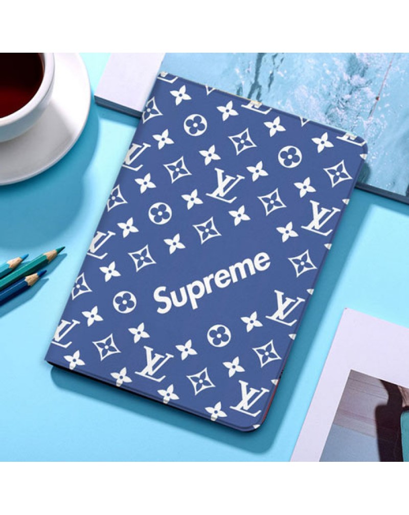 supreme x ヴィトンipad pro11 2019/2020ケースipad Air3/10.5インチケースブランドipad 5/6 9.7inchケースipad 10.2インチケース個性人気ipad mini5/4/3/2ケースipad Air2/1ケーススタンド機能付き