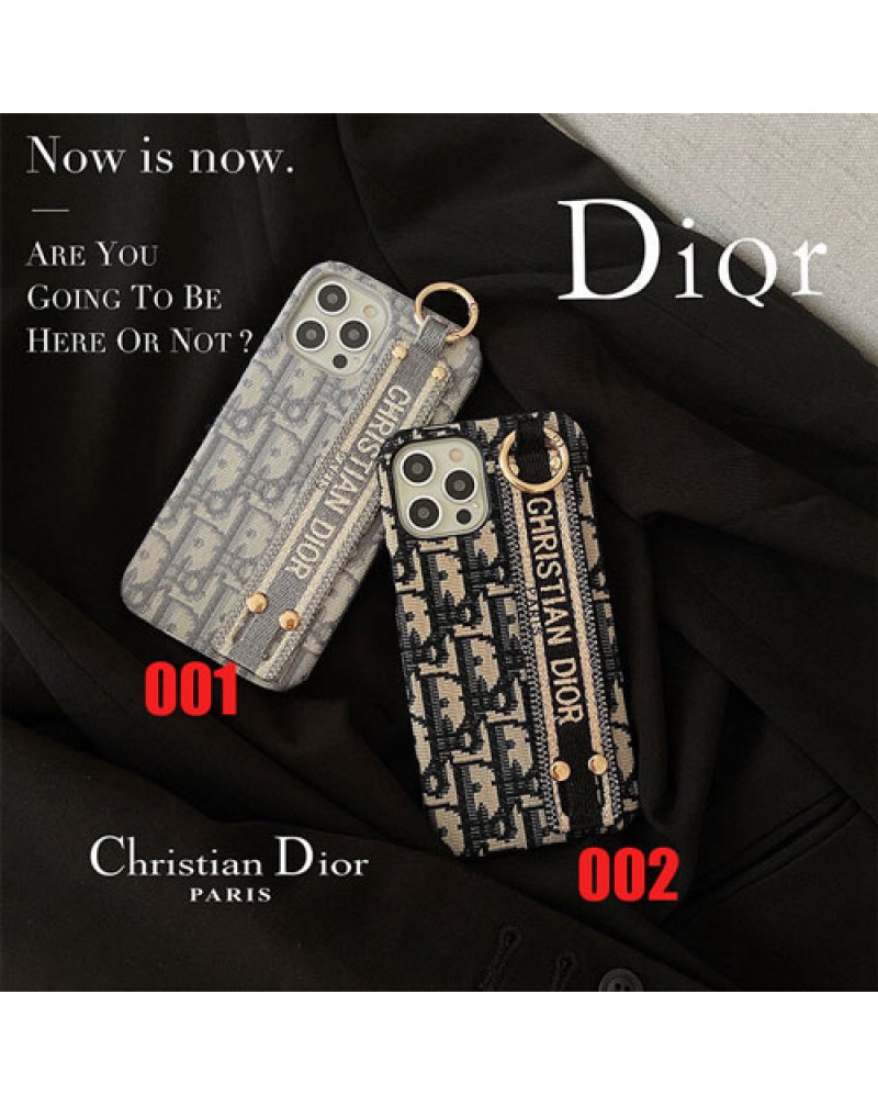 Dior iphone16pro/15 pro/14 plus/14 pro max13/13 pro maxケースアイフォン12/12 mini/12 pro maxケースディオールブランドiphone11/11 pro maxケース刺繍布製iphoneXr/xs maxケースハンドベルト付きお洒落人気芸能人愛用