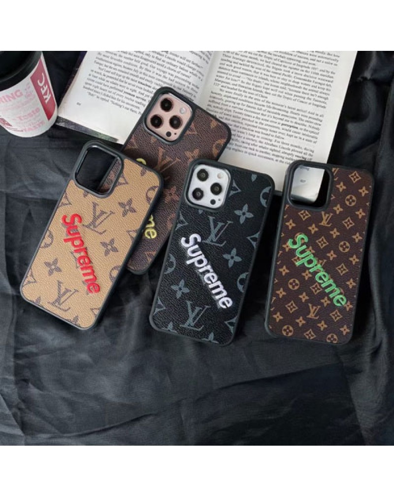 supreme x ヴィトンコラボ iPhone13/13 pro/12/12 pro/12 mini/12 pro maxケース iphone11/11  pro max/SE2ケース刺繍英文字モノグラムヴィトン iphone/Xr/xs  max/x/8/7ケース お洒落人気潮流新品