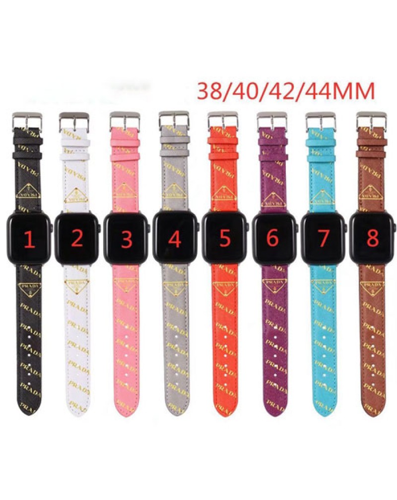 プラダ apple watch 10/9/ultra2バンド ハイブランドアップルウォッチウルトラバンド オシャレ人気apple watch 8 SE2 7 6 SE 5 4 3 2用ベルト交換 男女兼用 高級レザー製