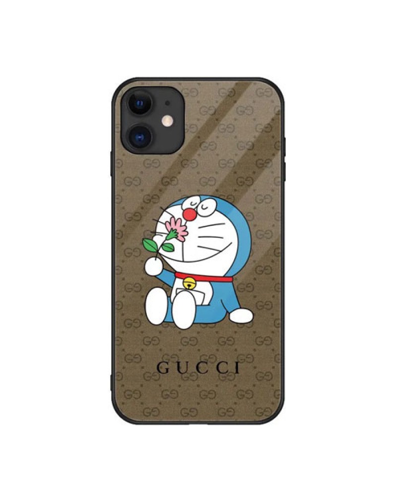 グッチ doraemon iphone12/12 mini/12 pro maxケース ブランド iphone11/11 pro maxケース可愛いお洒落 iphoneSE2/Xr/xs maxケース ガラス表面 iphone x/8/7 プラスケース人気ジャケット