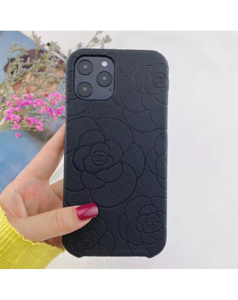 シャネル iphone13/13 pro max/12/12 pro maxケースお洒落カメリア付き アイフォン11/11 pro maxケースブランド iphonexr/xs max/SE2ケース iphone x/8/7 プラスケース女性人気