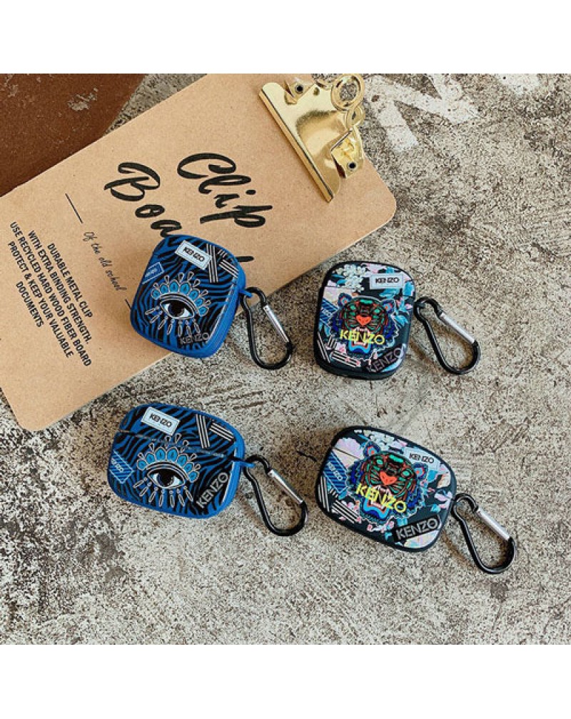 ケンゾー Airpods proケースブランド airpods 3 2 1世代ケースkenzo 虎頭付き エアーポッズプロケース携帯便利 紛失防止 シリコン耐衝撃 保護性