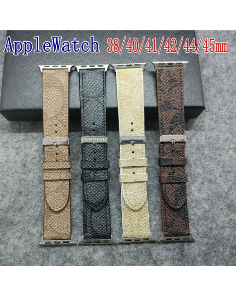 コーチ apple watchバンドハイブランド apple watch 8 7 6 SE 5 4 3 2代ベルト用交換高級レザー製Coach アップルウォッチバンドお洒落ファッション時計ベルト男女向け