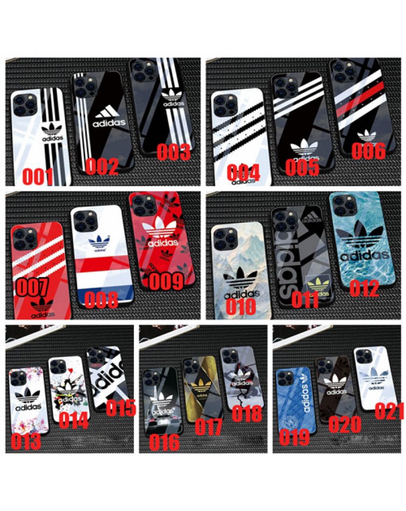 アディダス adidas iphone14/14 pro max/14 plus/13/13 pro max/13 miniケース スポーツ風iphone12/12 pro max/12 miniケースガラス表面アイフォン11/11 proマックスケース人気 iphone xr/xs max/x/8/7 plusカバーお洒落個性ジャケット