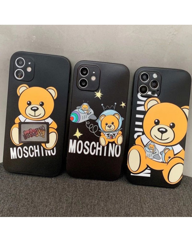 モスキーノ iphone13/13 pro maxケースブランドアイフォン12/12 pro maxケース可愛いくまちゃん付き iphone11/11 pro maxケースmoschino iphone SE2/XR/XS MAXケースiphone x/8/7plusカバー学生向け人気ファッションジャケット