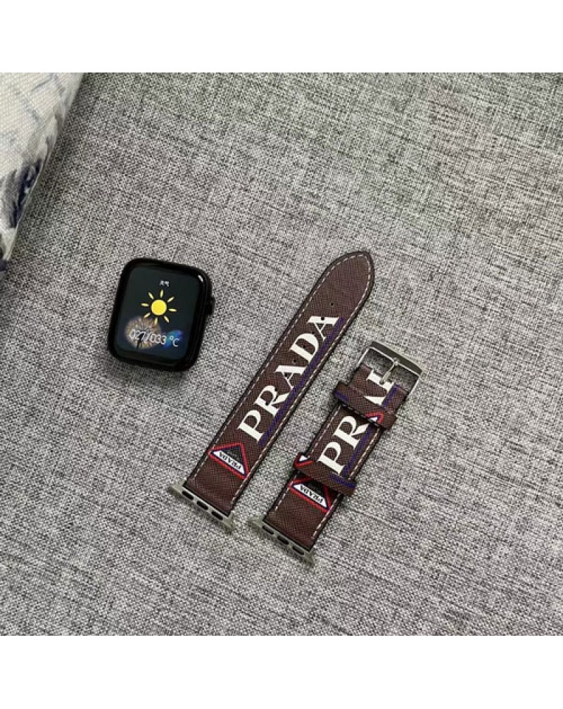 プラダ Apple watch9 ultraバンドブランド apple watch 8 SE2 7 6 5 SE 4 3 2ベルト用交換高級レザー製お洒落prada 時計ベルト男女兼用アップルウォッチバンドプラダ