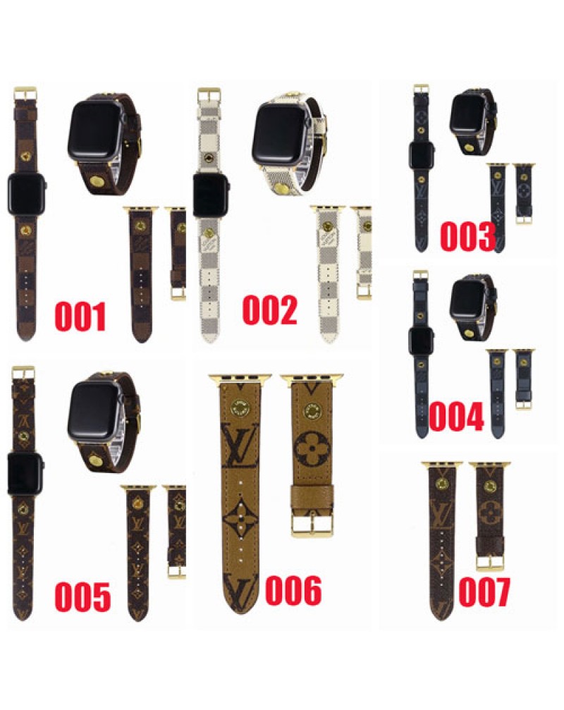 ルイ・ヴィトンアップルウォッチバンドハイブランドapple watch 9 8 SE2 ultra 7 6 SE 5 4 3 2ベルトレザー製高級人気vuitton 時計ベルトお洒落モノグラムダミエ付きファッション