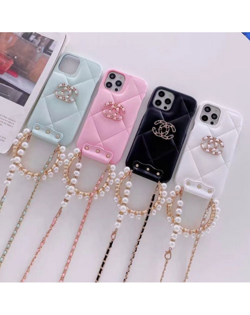 シャネル iphone16 pro/16plus/15 pro maxケースiphone 14/14 plus/14 pro max/13/13 pro/13 pro maxケースブランド iphone12/12 pro maxケースお洒落小香風アイフォン11/11 pro/11 pro maxケース女性むけストラップリング付き菱形高級ファッション保護性