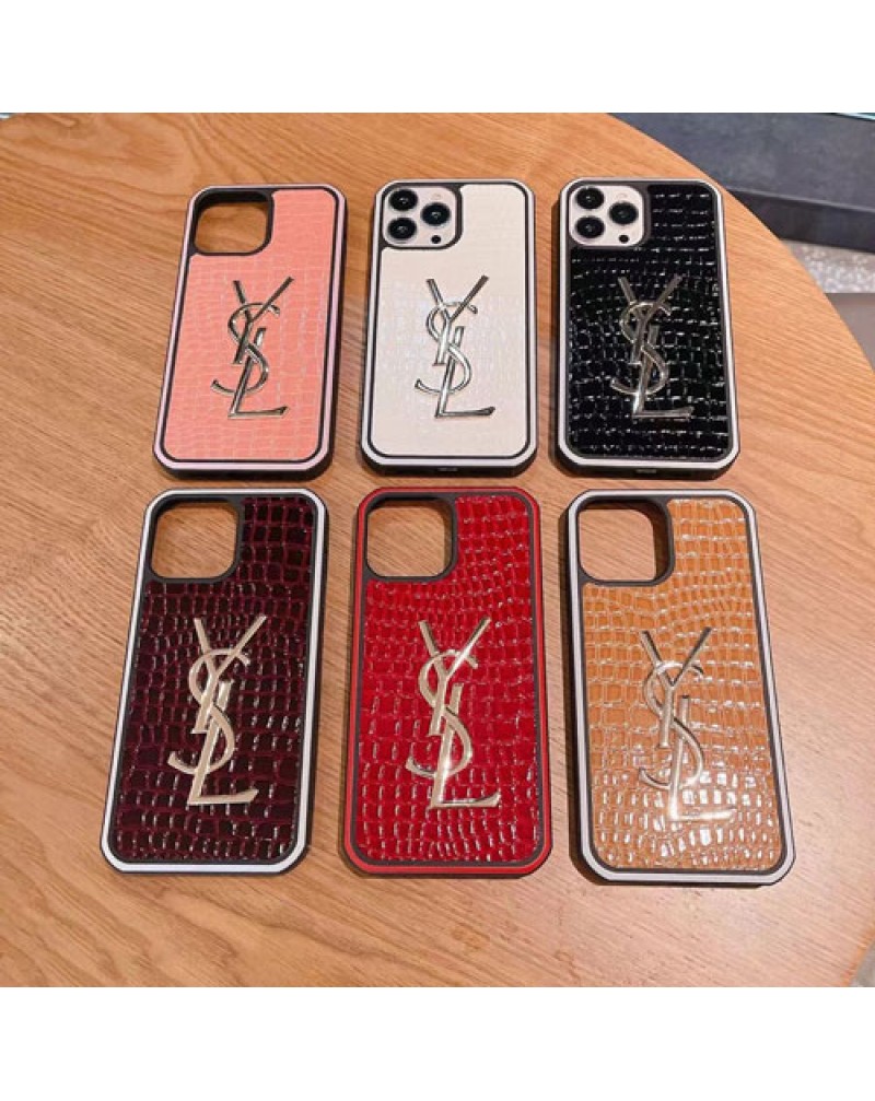 サンローラン iphone16pro/15 pro/14 pro max/13/13 pro/13 pro maxケースお洒落ブランド iphone12/12 pro maxケースysl iphone11/11 pro maxケースアイフォンxr/xs max/8 plus/7 プラスケースワニ紋レザー高級女性人気ファッション