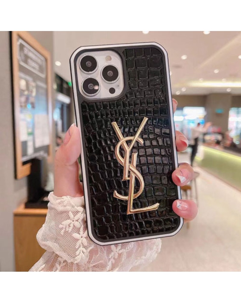 サンローラン iphone16pro/15 pro/14 pro max/13/13 pro/13 pro maxケースお洒落ブランド iphone12/12 pro maxケースysl iphone11/11 pro maxケースアイフォンxr/xs max/8 plus/7 プラスケースワニ紋レザー高級女性人気ファッション