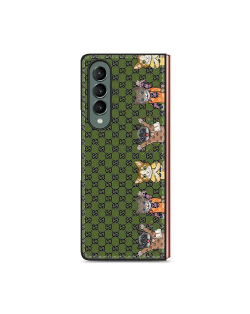 グッチ galaxy  Z flip6/Z flip5/Z flip4/z flip3ケース折り畳みgalaxy  Z fold6/Z fold5/z fold4/z fold3/z fold2ケースブランド ギャラクシー z flip3/z flipケース可愛猫付き保護性耐衝撃お洒落カバー