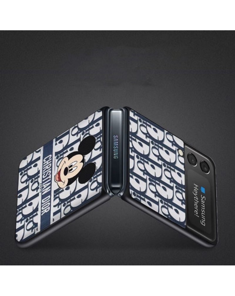 ディオール galaxy Z flip6/z flip4/z flip3 5Gケース Galaxy z flip5ケース折り畳み可愛いミッキーミニー付き ギャラクシー z flip3ケースペアお揃いお洒落人気高級保護性