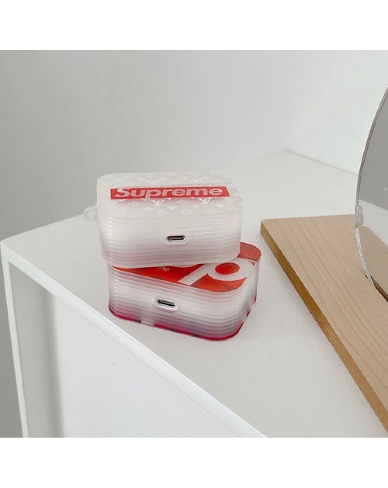 シュプリーム ヴィトン airpods proケースairpods 3世代ケースsupreme airpods 2世代ケースエアーポッズプロケース個性潮流シリコン男女向け人気ファッション携帯便利紛失防止