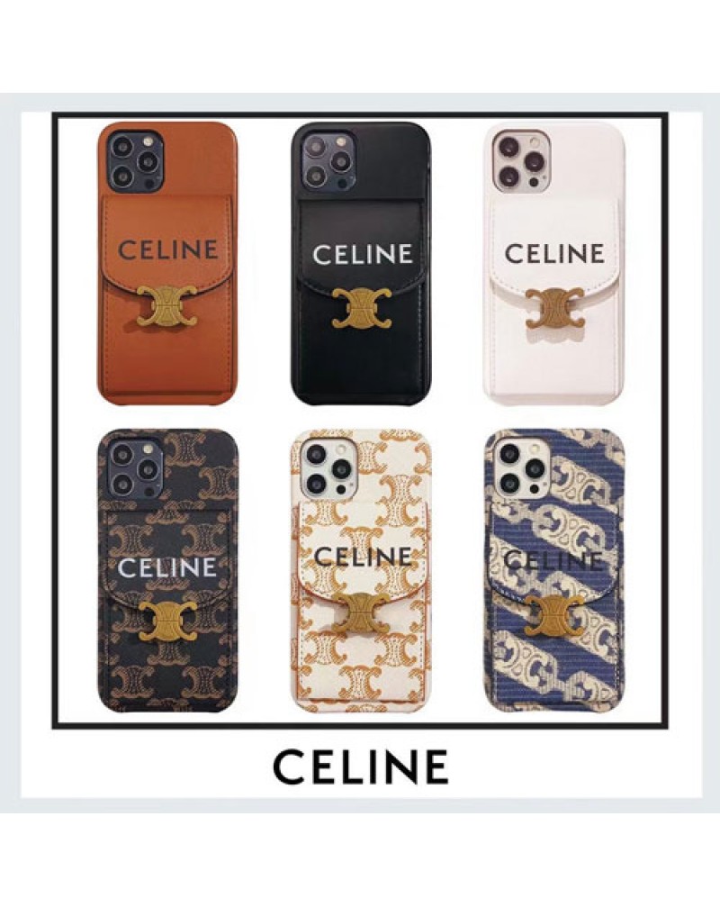celine セリーヌ iphone14/13/13 pro/13 pro maxケースブランド iphone12/12 pro/12 pro maxケースカード入れミラー付きiphone11/11 pro max/SE2/Xr/xs maxケースお洒落人気新作レザー製