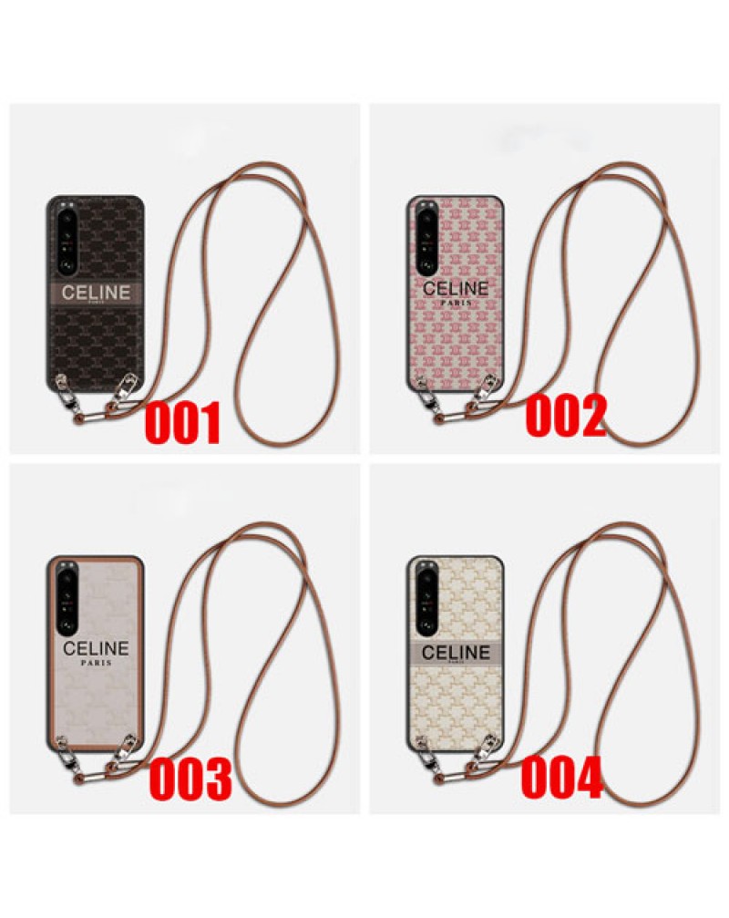 セリーヌ xperia1 VI/1 V/1IVケースceline xperia10 VI/10 IV/5 IV/5Vケースショルダーストラップ付き xperia1 III/10 IIIケースブランドエクスぺリア5 IIIケースお洒落人気xperia5 II/xzケース保護性