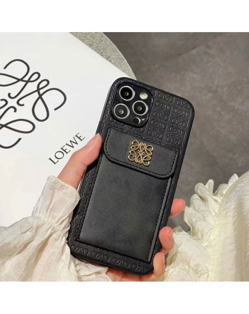 ロエベ iphone16pro/15 pro/14/14 pro/14 plus13/13 pro/13 pro maxケースカード入れ loewe iphone12/12 pro/12 pro maxケースお洒落人気アイフォン11/11 pro maxケース保護性ファッション