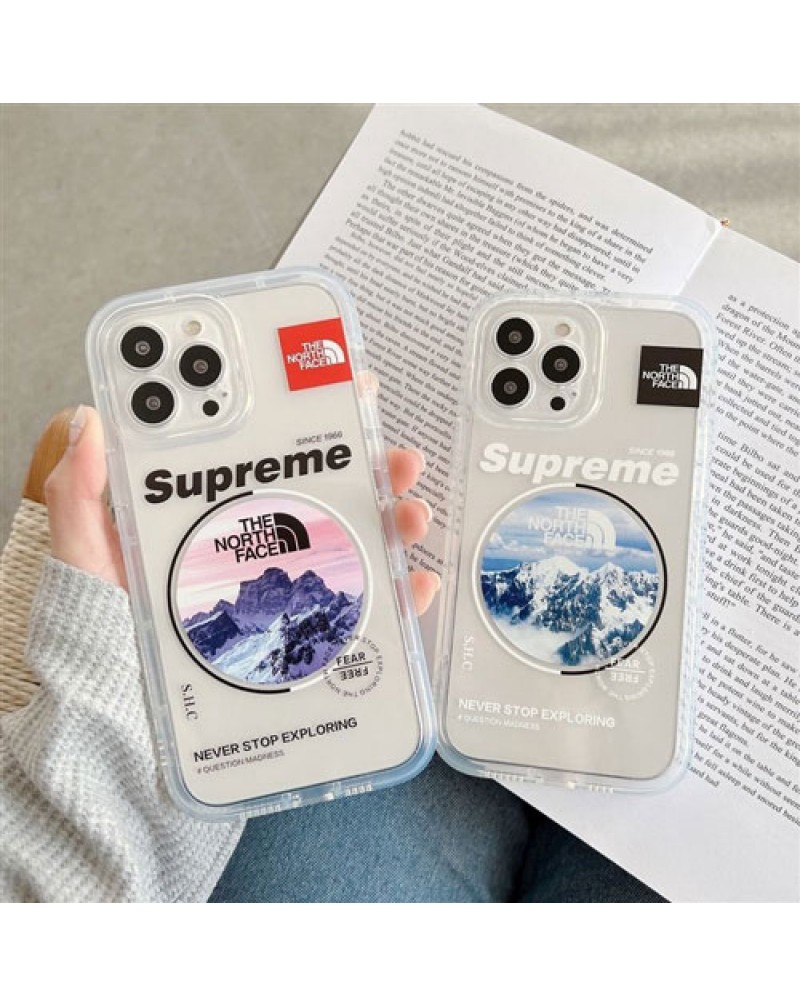 supreme the north face iphone14/14 max/14 pro maxケース iphone13/13 pro/13 pro maxケースシュプリームノースフェイス アイフォン12/12 pro maxケース個性人気 iphone11/11 pro maxカバー透明お洒落ファッション潮流