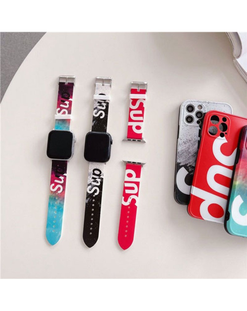 Supreme apple watch10/ultra2バンドシュプリーム iwatch 9 8 7 6 SE 5 4 3代ベルトハイブランドアップルウォッチバンドシリコン人気時計ベルト潮流個性