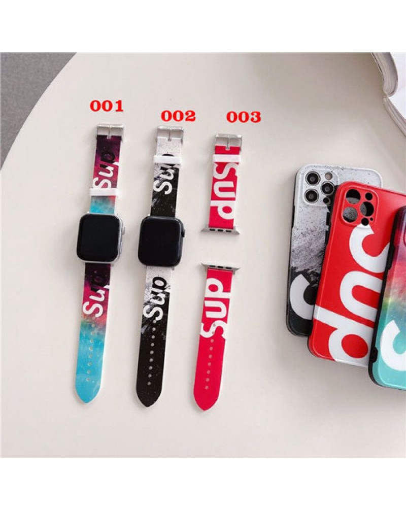 Supreme apple watch10/ultra2バンドシュプリーム iwatch 9 8 7 6 SE 5 4 3代ベルトハイブランドアップルウォッチバンドシリコン人気時計ベルト潮流個性