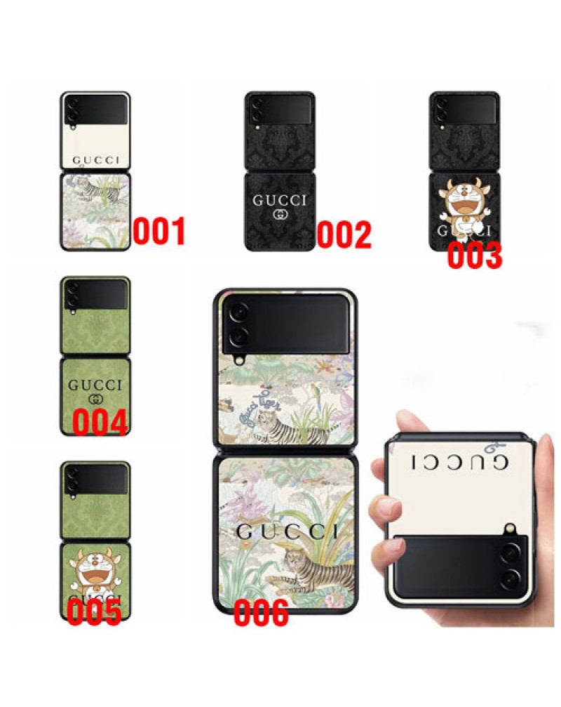 グッチ Galaxy  Z Flip6/ Z Flip5/z flip4/z flip3ケースブランド ギャラクシーz フリップ4ケースグッチドラえもん可愛い折り畳みスマホケースファッション大人気耐摩擦