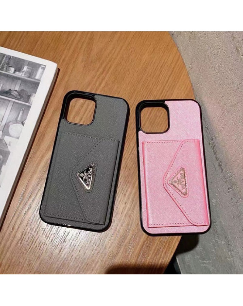 プラダ iphone16 pro/15 pro/14/14 pro/14+/14 pro maxケースカード入れ prada iphone13/13pro/13 pro maxケースブランドアイフォン12/12 mini/12 pro maxケース高級人気iphone11 pro maxカバー革製耐摩擦耐衝撃