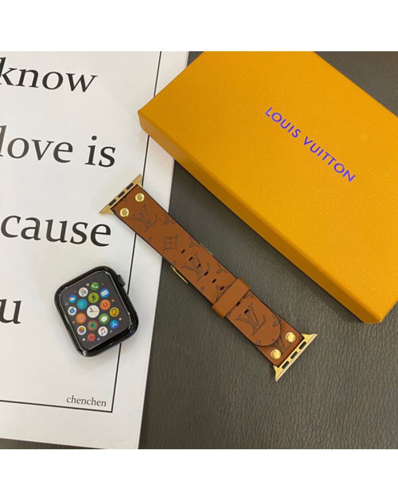ルイヴィトン apple watch 10 9バンド ルイビトン iwatch ultra 8 SE2バンドハイブランドiwatch 7 6 SE 5 4 3 2代ベルト男女兼用お洒落モノグラムpu製耐衝撃耐摩擦ファッション時計ベルト