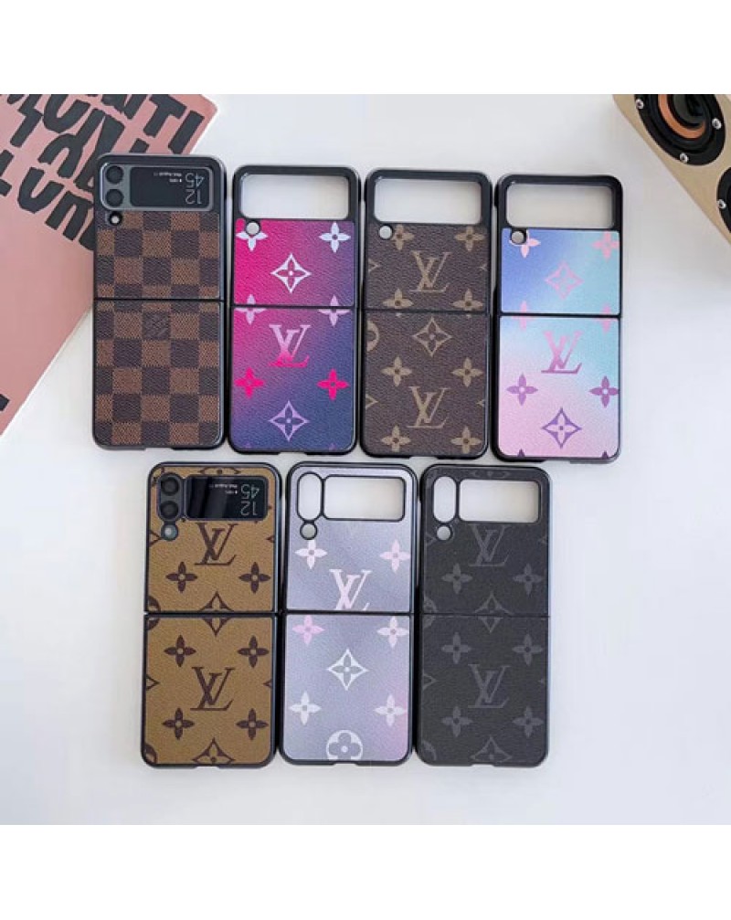ルイヴィトン galaxy Z Flip6/Z Flip5/z flip4ケースハイブランド galaxy z flip3ケースvuitton折り畳みhuaweip50 pocketケース ギャラクシーz フリップ4カバーおしゃれモノグラム革製高級人気保護性