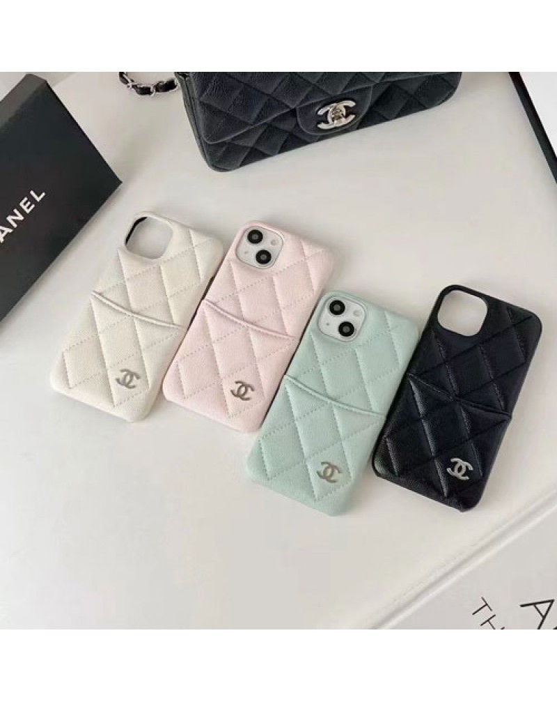 シャネル iphone16pro/15pro/14 pro/14  pro maxケースカード入れ iphone13/13 pro maxケースハイブランド iphone12/12 pro max/11ケースお洒落小香風キャビアの皮菱形高級人気