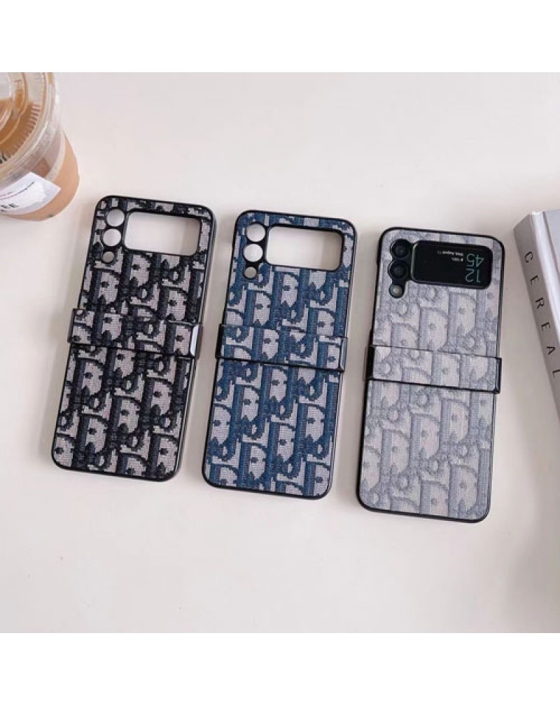 ディオール Galaxy Z flip5/z flip4/z flip3ケース折り畳みブランド dior ギャラクシーz フリップ3ケース精緻刺繍お洒落 galaxy z flip3 5Gカバー高級ファッション保護性耐摩擦