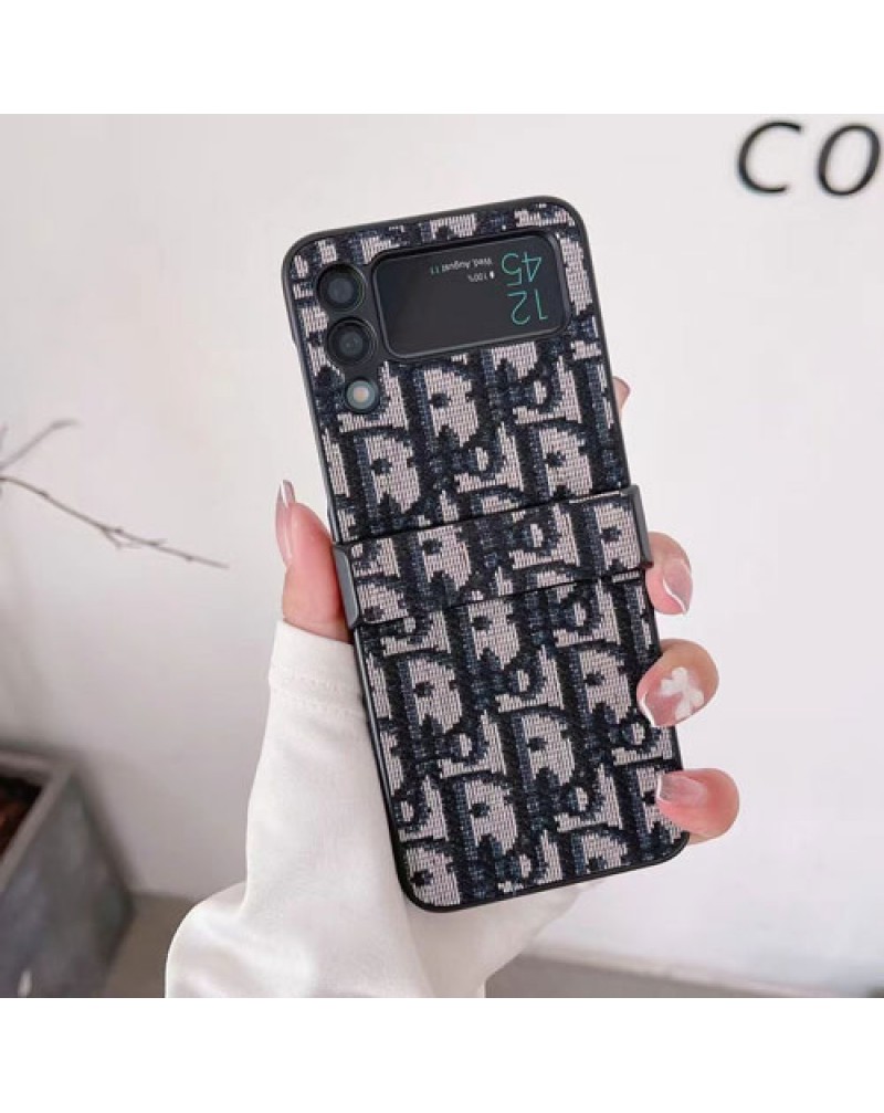 ディオール Galaxy Z flip5/z flip4/z flip3ケース折り畳みブランド dior ギャラクシーz フリップ3ケース精緻刺繍お洒落 galaxy z flip3 5Gカバー高級ファッション保護性耐摩擦